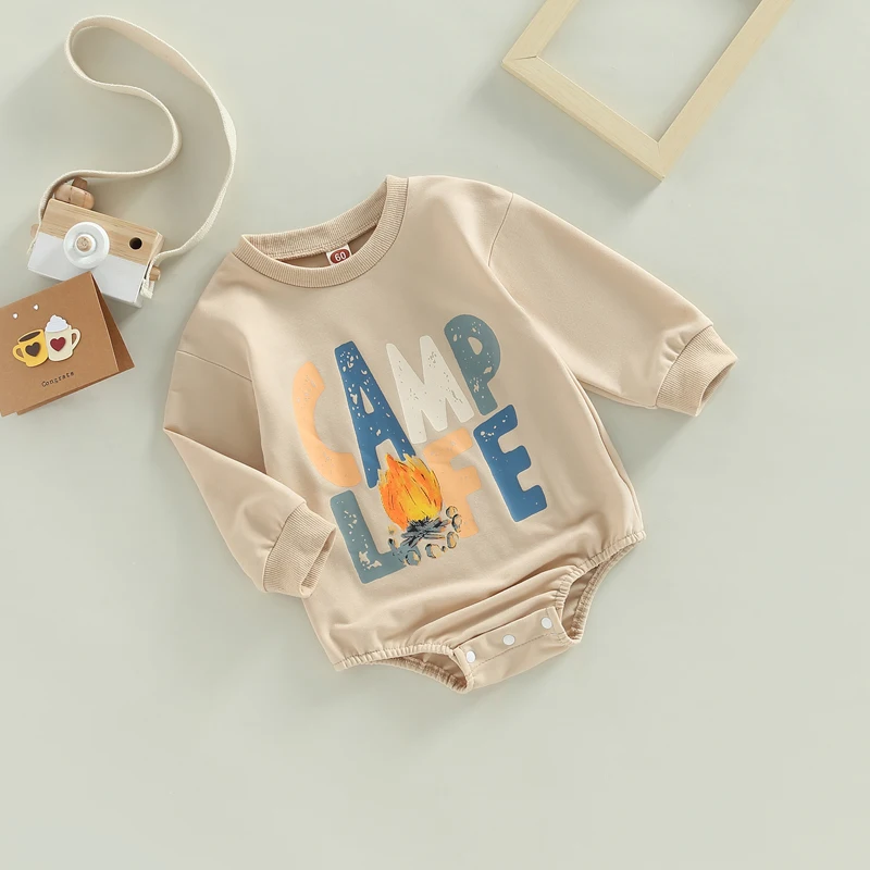 

Autumn Newborn Baby Boy Girls Long Sleeve Romper Funny Letters Print Jumpsuits Playsuits Fall Winter Casual Outfits