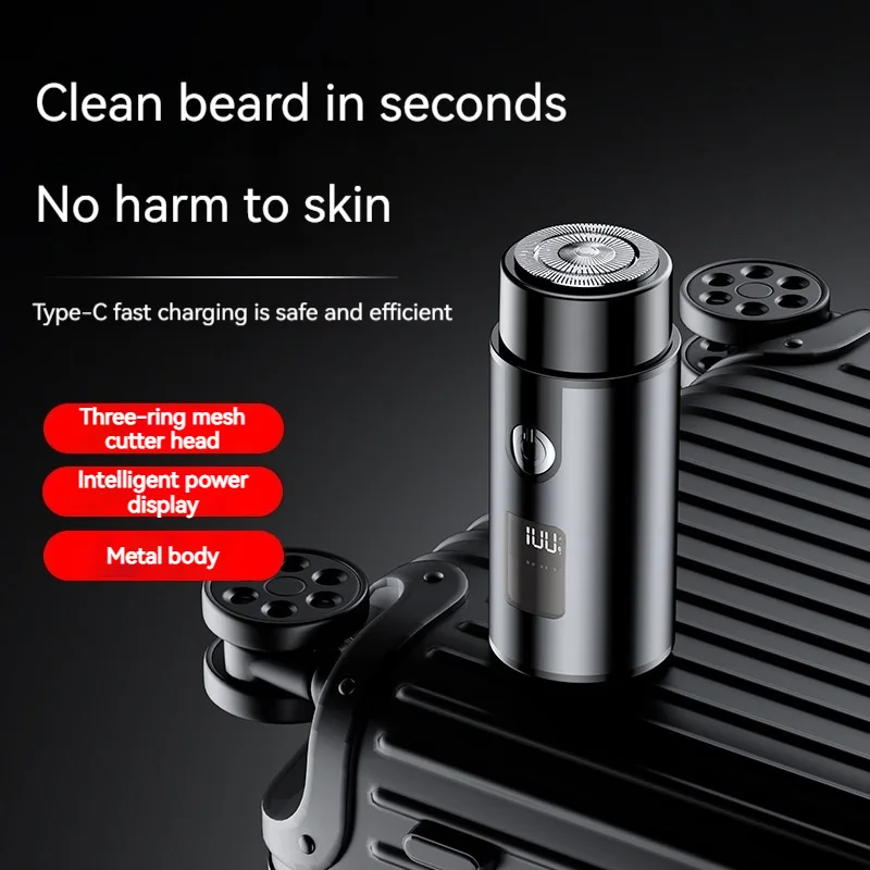 Мини-электробритва MOTAWISH, портативная электробритва для бороды с цифровым дисплеем, Type-C, перезаряжаемая металлическая алюминиевая трубчатая бритва Мини-электробритва MOTAWISH, портативная электробритва для бороды с цифровым дисплеем, Type-C, перезаряжаемая металлическая алюминиевая трубчатая бритва