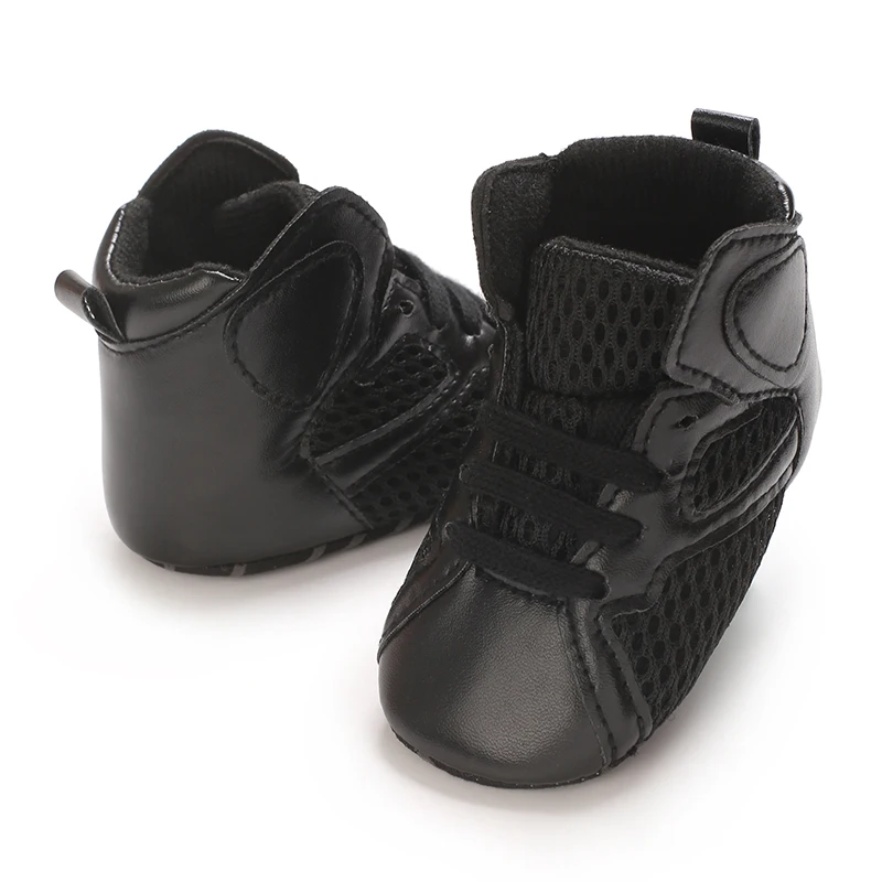 High Top Soft Soled Men's And Women's PU Mesh Breathable Casual Shoes Sports Shoes 0-18M Newborn's First Walking Shoes 4