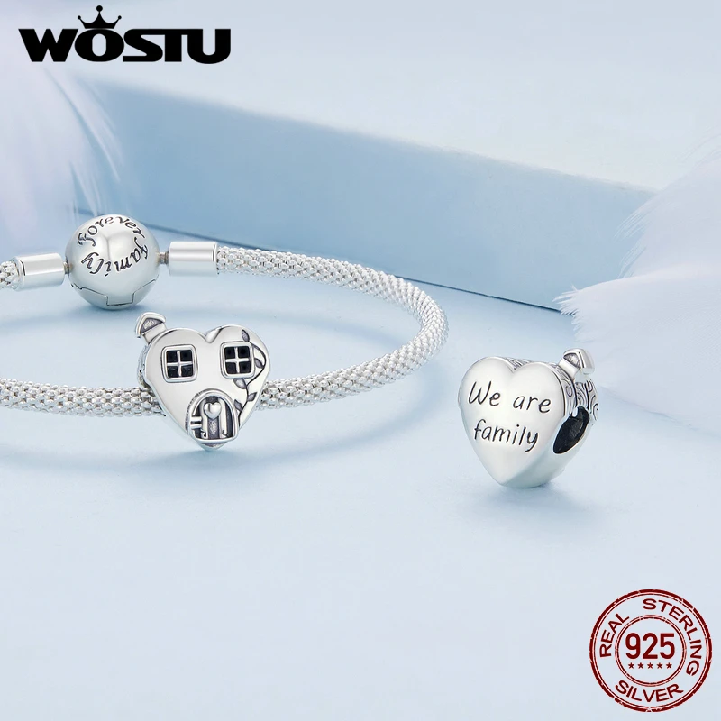 WOSTU 925 Sterling Silver Family Heart Charm - Compatible With Biagi, Troll, Chamilia Bracelets - View #7