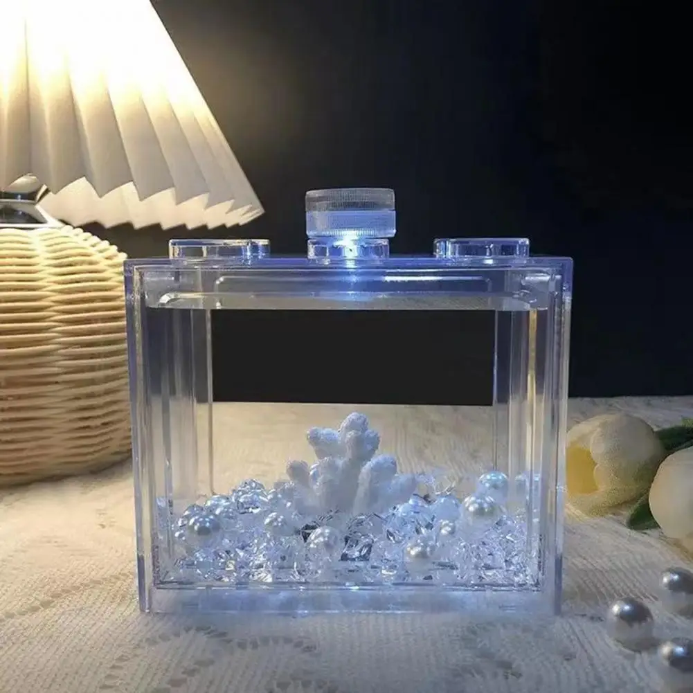 Fish Tank Cute Smooth Surface Creative 6 Ventilation Holes Mini Aquarium Visible Stackable Desktop Fish Pond Home Decor