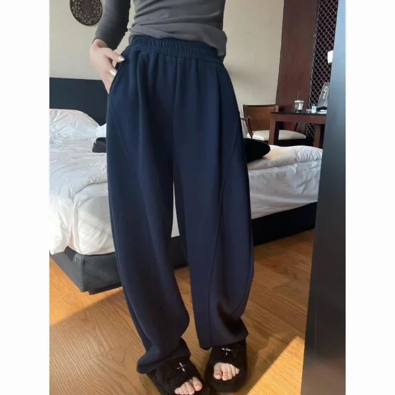 

QWEEK Harajuku Warm Sweatpants for Women Winter Fleece Oversized Casual Sport Pants Female Korean Fashion Vintage Baggy Trousers