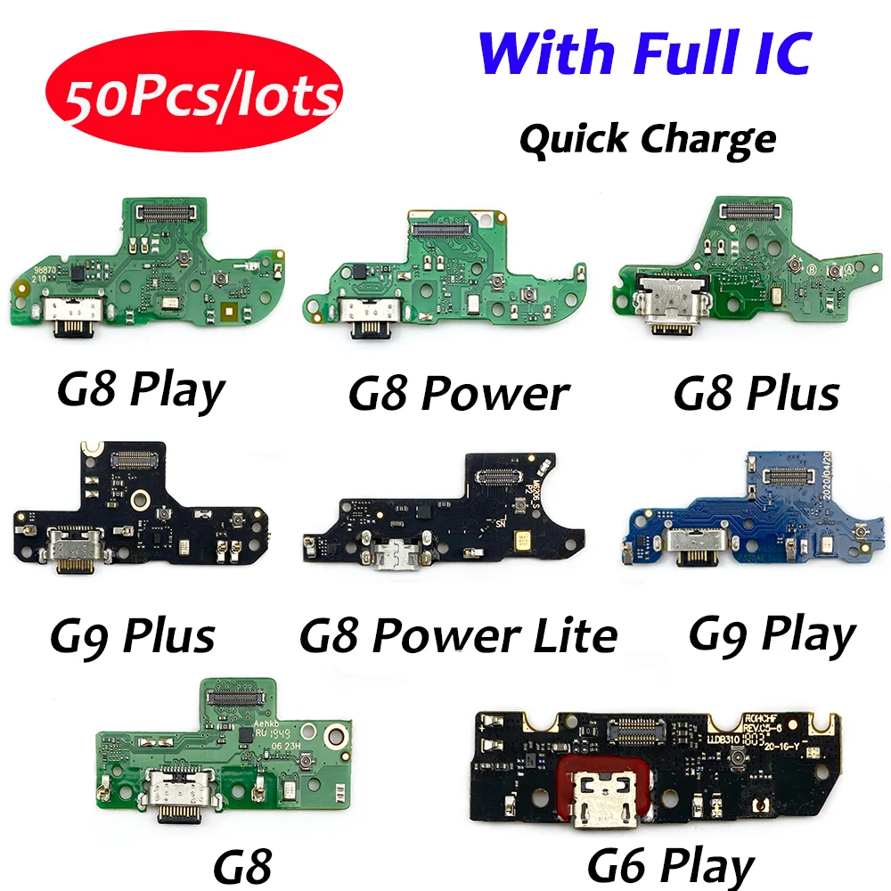 

50Pcs , Tested USB Charging Port Board Flex Cable Connector Parts For Moto G9 Power G8 Plus G7 Power G6 Play With Mic Microphone