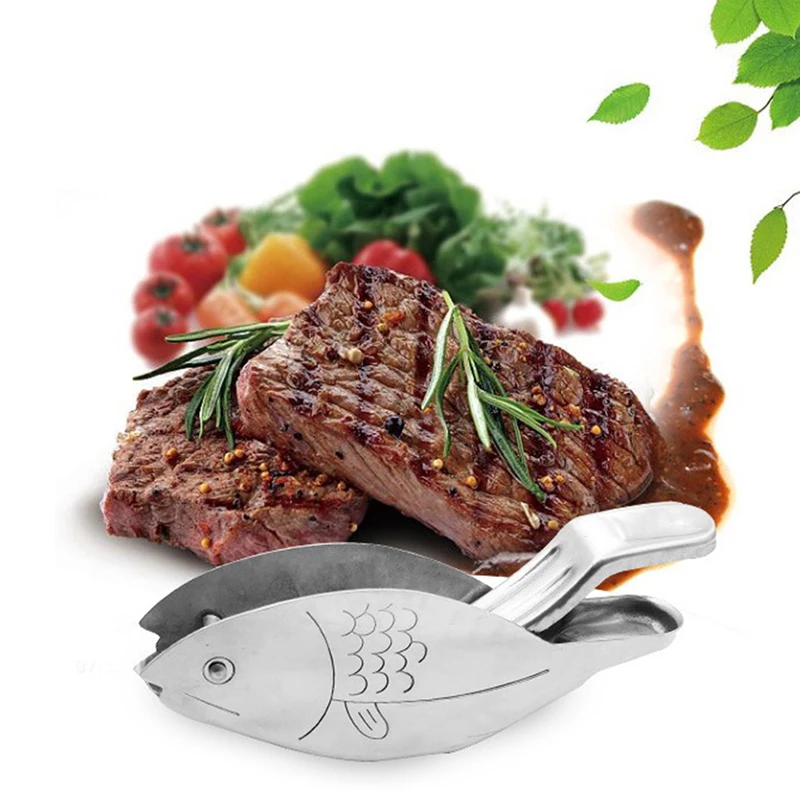 Stainless Steel Lemon Slice Squeezer Fish Shape Hand Juicer Citrus Lime