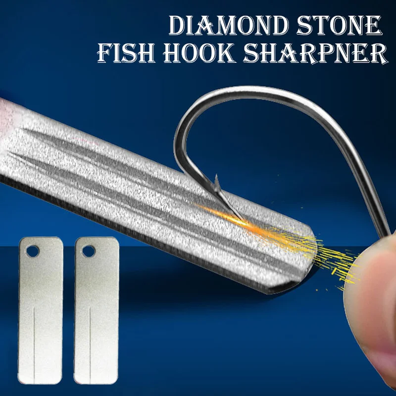 Fishing Hook Sharpener Portable Diamond Stone Fish Hook Sharpen Tools Knife  Whetstone Keychain for Outdoor Fishing Accessories