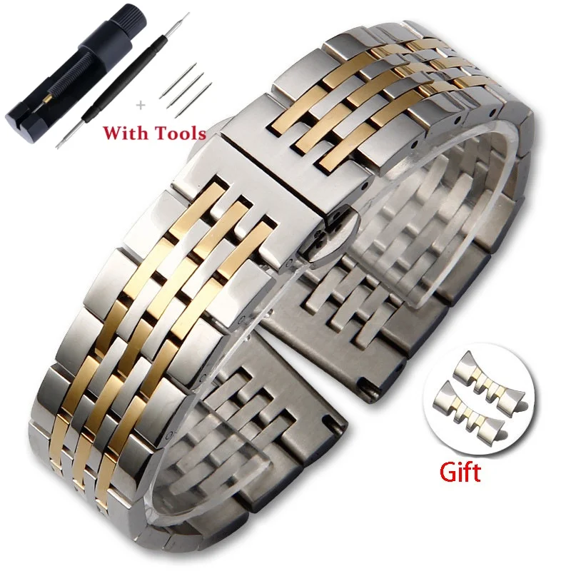 Premium Stainless Steel Watch Strap with Metal Butterfly Buckle - Waterproof Band Accessories