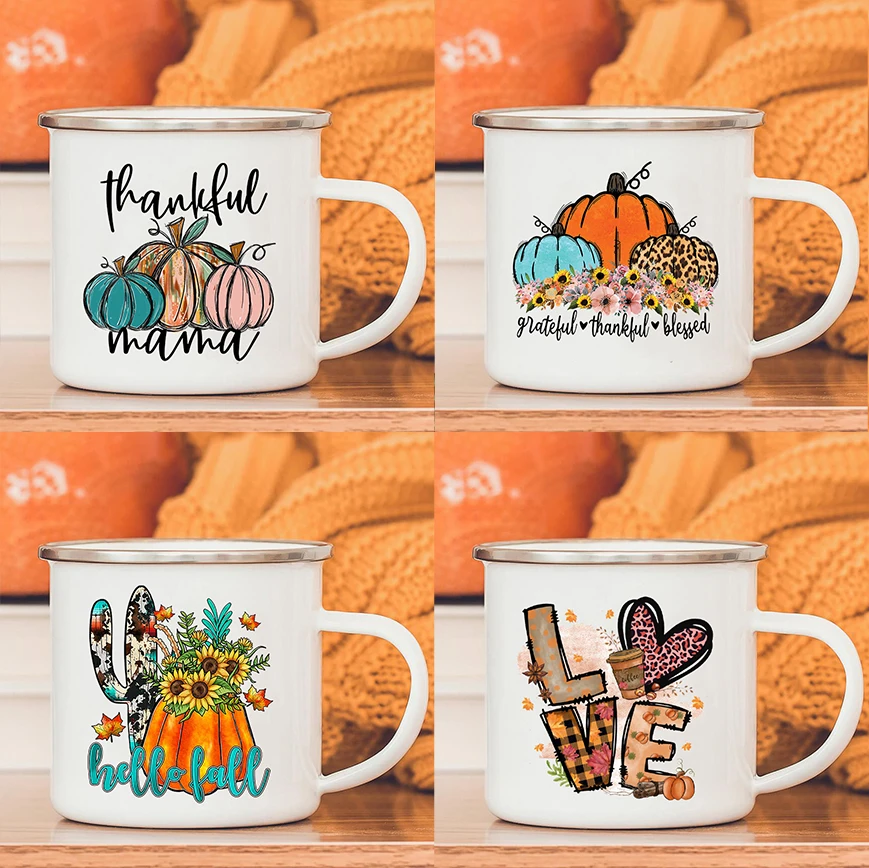 

Спасибо, благодарный, благородный, фотография тыквы, чашки для кофе и чая, чашка для напитков, воды, молока, эмалированная ручка, кружка, подарки на день благодарения