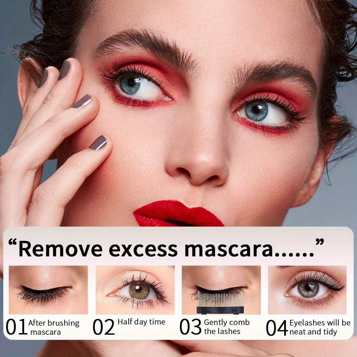 Description Picture 5 of itemEyelash Separator Tool Steel Teeth Lash Comb Eyebrow Eye Lash Brush With Cover Arc Design Mascara Comb for Women Eyes Makeup