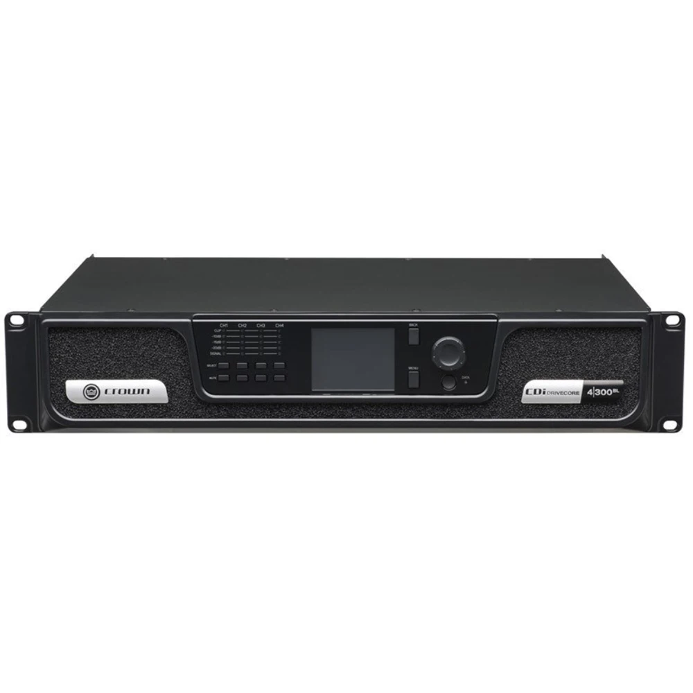 Crown CDi DriveCore 4 채널 전력 증폭기, 네트워크 제어, 70V 또는 100V RMS 출력, BLU 링크, 온보드 DSP, 300BL