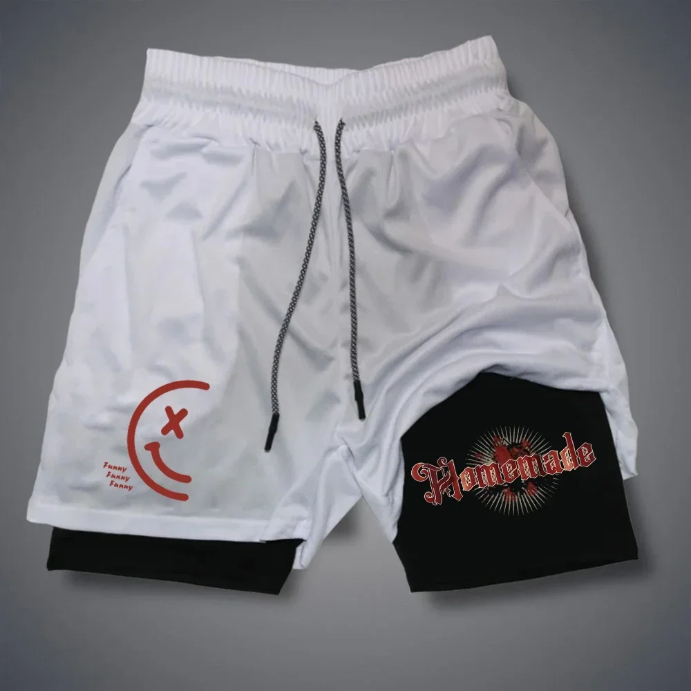 CHICAGO CHAMPS 23 Shorts Summer Male Shorts Letter Print Short Pants Quick Dry Double-deck Pants Casual Y2k 2 In 1 Short Pant