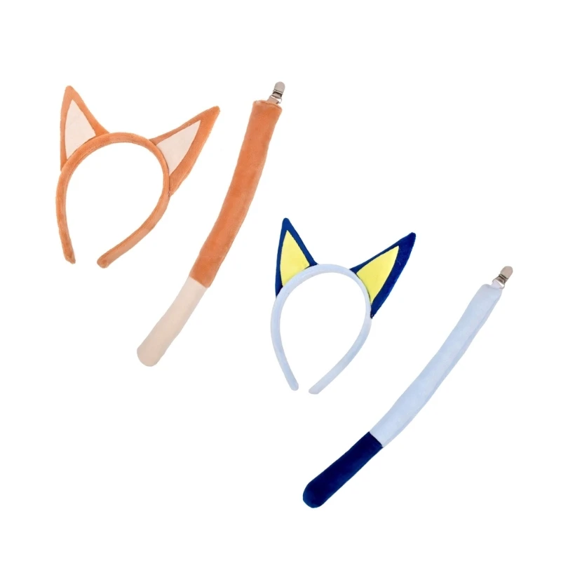 Party Supplies Plush Dog Ears Headband and Long Tail Outfit Set Cosplay Costume for Halloween Birthday Party Accessories