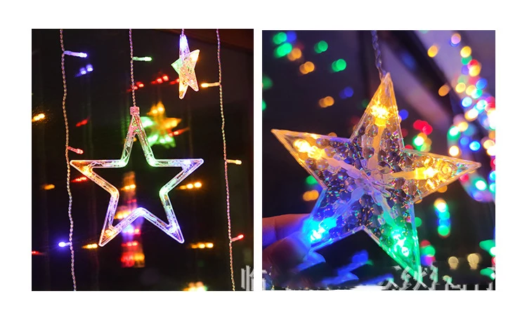 3.5M 110V 220V LED Star Moon Christmas String Fairy Lights Garland Outdoor Home For Wedding/Party/Curtain/Ramadan Decorations