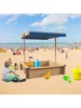 Kids Wooden Sandbox with Adjustable Canopy, Covered Sandpit Children Wooden Toy Set Outdoor Backyard 1