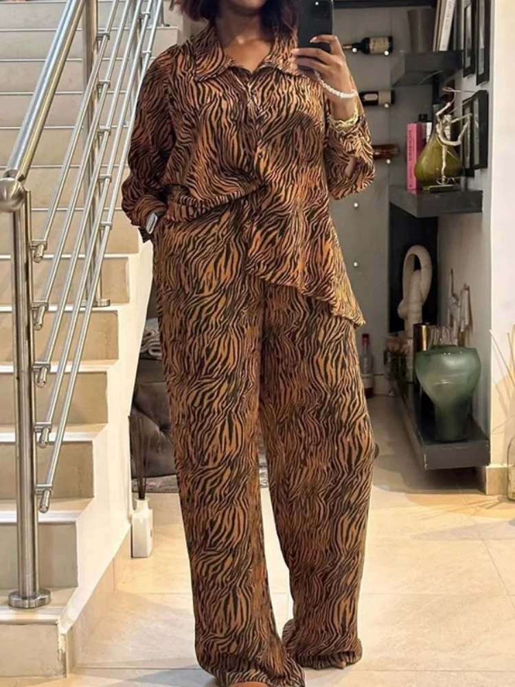 Wmstar Two Piece Set Women Wholesale New Spring 2025 Featuring Fashionable Elegant Solid Color Lapel Shirt High Waisted Trousers