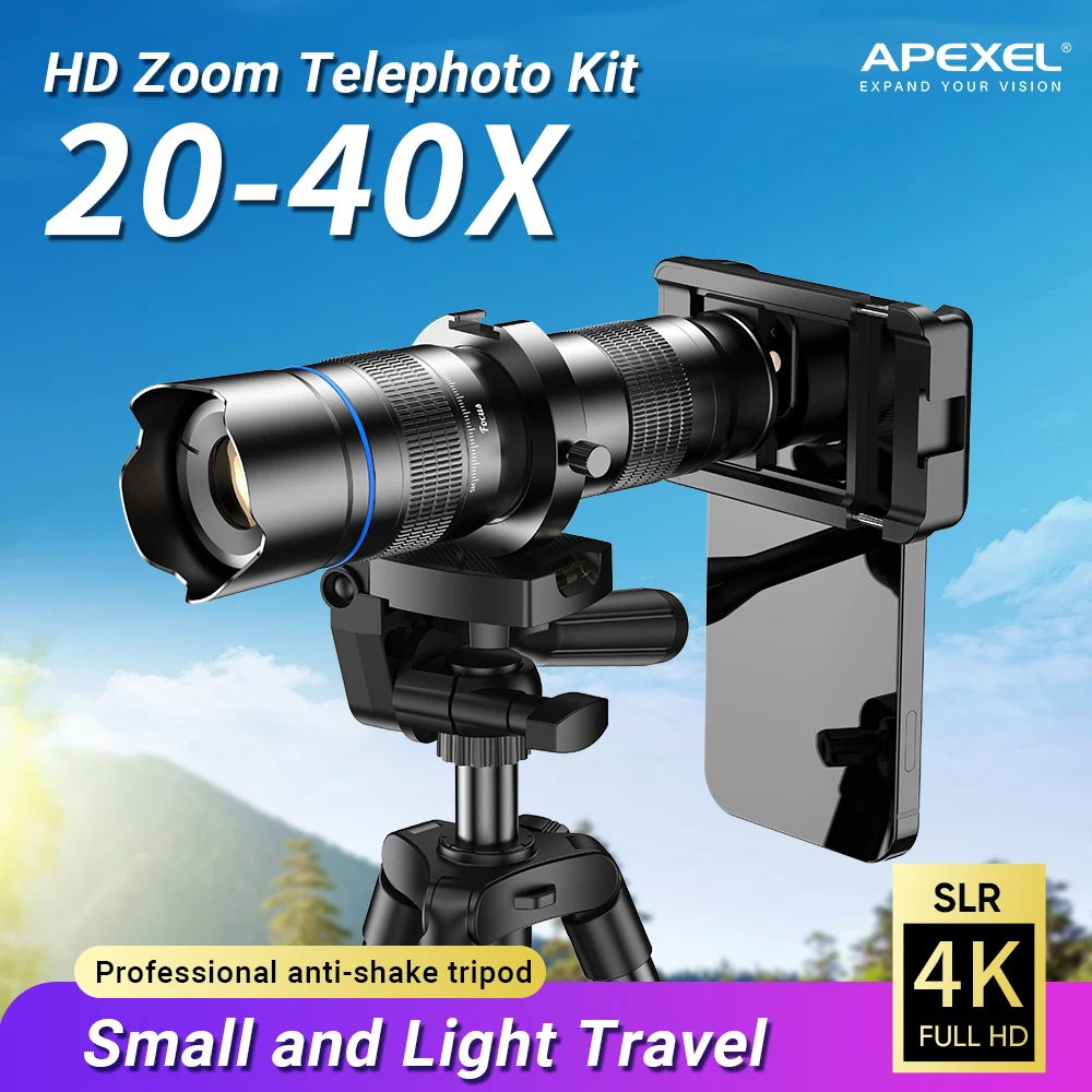 APEXEL HD メタル 20-40x ズーム望遠鏡レンズ電話望遠レンズ