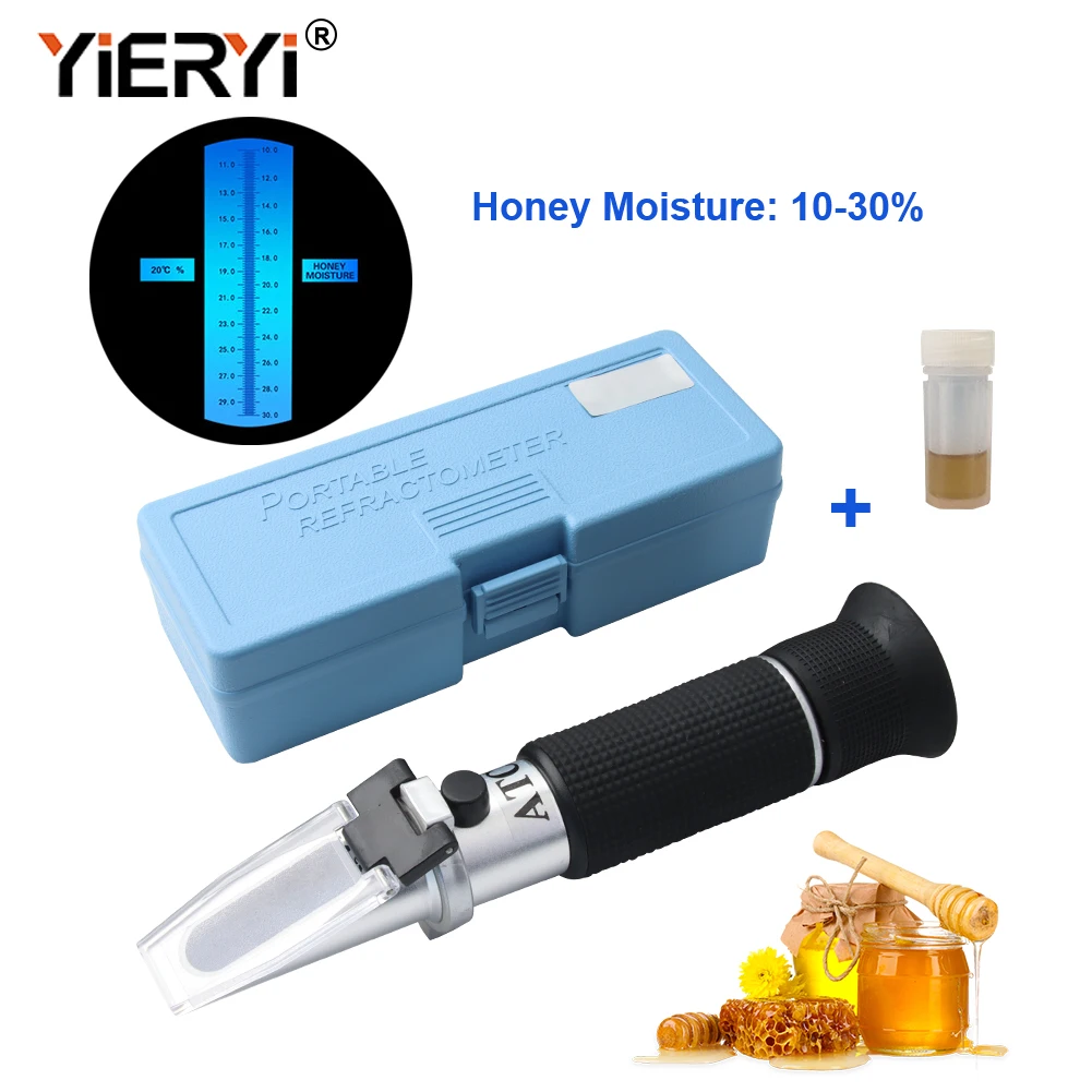 Handheld 10-30% Water Honey Refractometer ATC Honey Concentration Meter Honey Mo