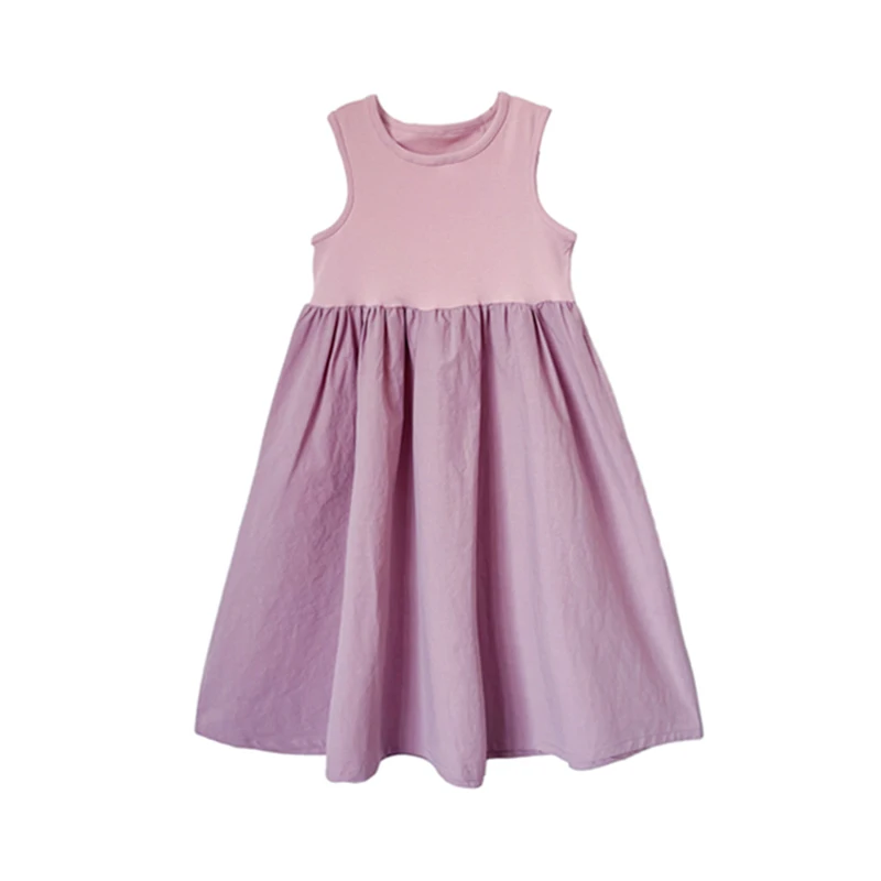 thumbnail image 1 of Vestido de princesa dulce para niñas, sin mangas, con diseño de patchwork y volantes, vestido esponjoso sin mangas para niñas, 1 of 5