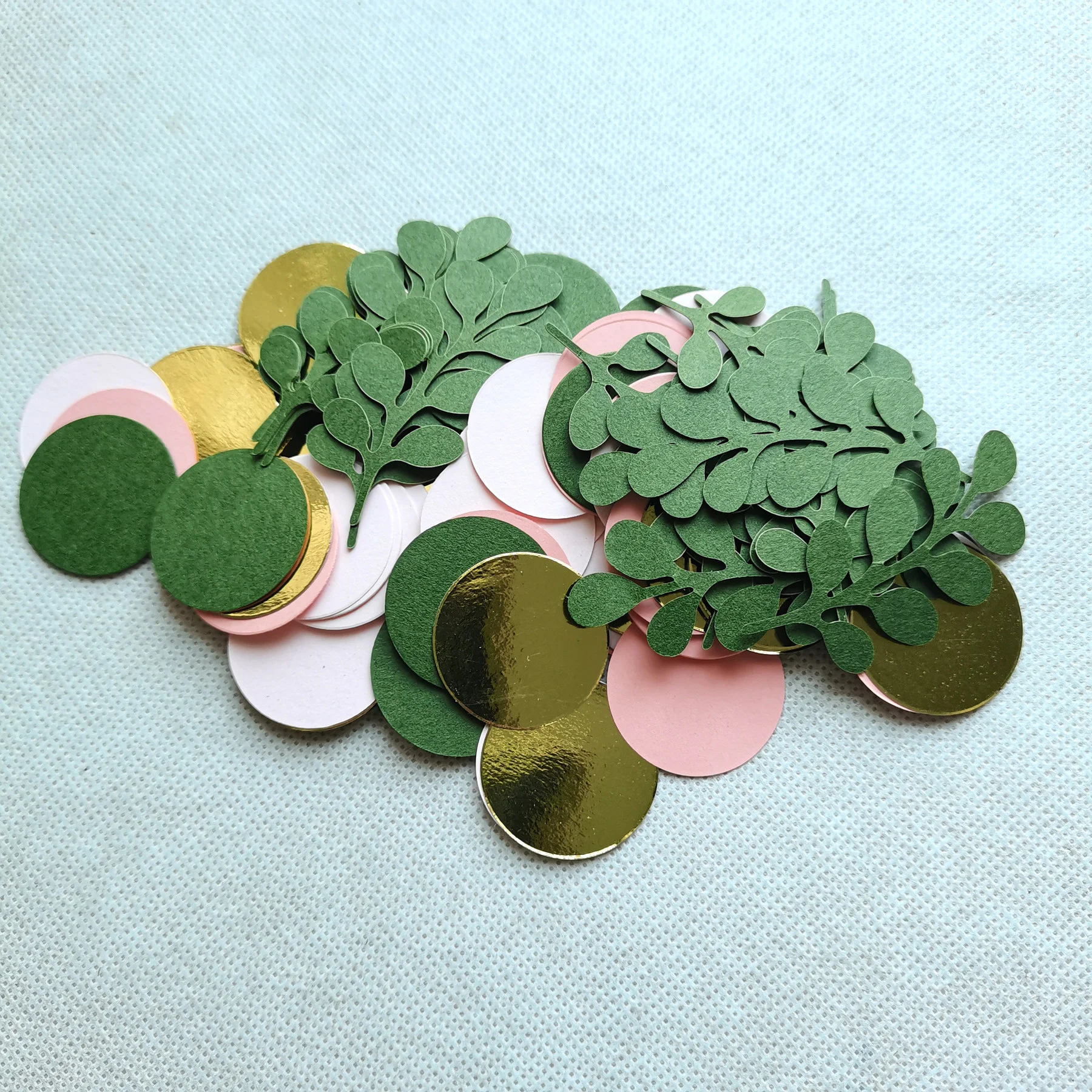 Paper Confetti Party Decorations 1Pack Sage Leaves Green Gold Pink Round Paper Confetti For Wedding Birthday Party Baby Shower Table Scatter