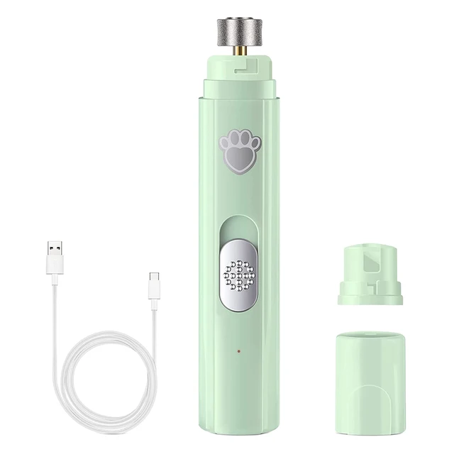Electric Dog Nail Grinder USB Rechargeable LED Light Paws Nail Cutter Painless 2-Speed with Polisher Wheel for Pet Paws Grooming 2