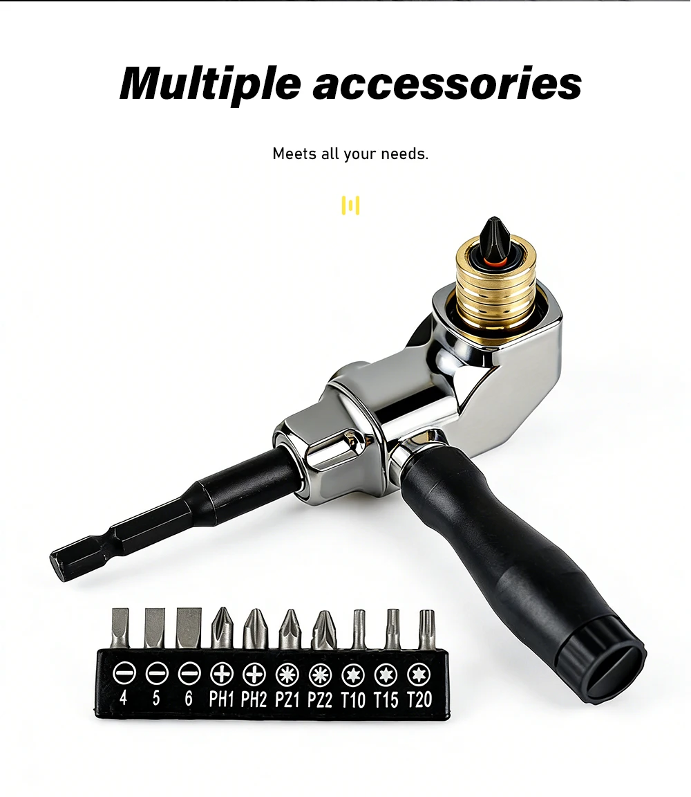 90 Degree Right Angle Drill Attachment Right Angle Screwdriver Bit Holder for 1/