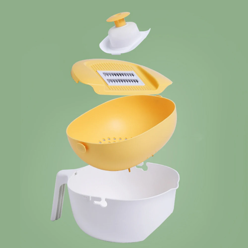 Multifunctional Vegetable Cutter With Drain Basket Manual Veggie Grater For Home