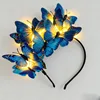 LED Butterfly Headband - Light Up Plastic Hair Crown for Wedding Halloween Christmas - Glow in Dark Party Headpiece (Black/White