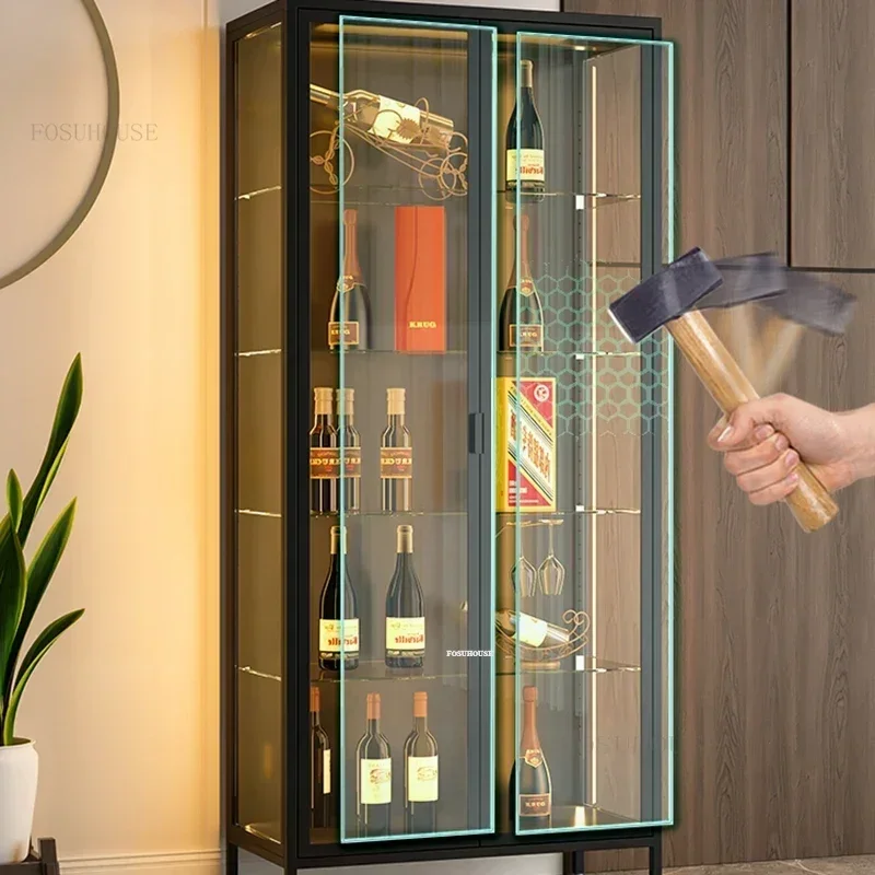 Italian Light Luxury Wine Cabinets for Living Room Glass Door Display Cabinet Minimalist High-end Sense Showcase Bar Furniture