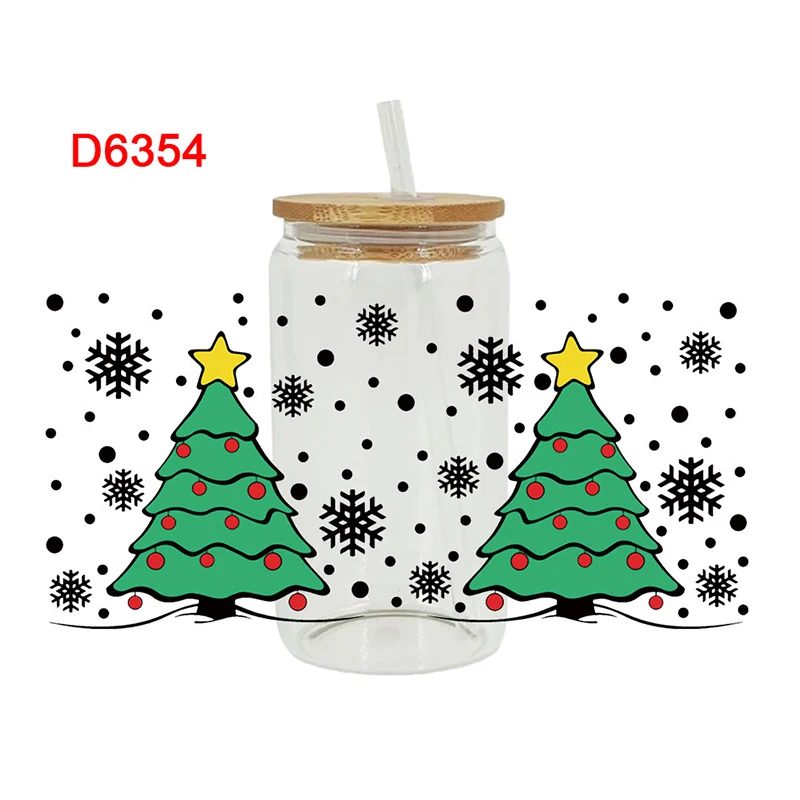 UV DTF Transfers Stickers 16oz Cup Wraps New Year Merry Christmas Printed for DIY Glass Ceramic Metal Leather Etc. D6352 dtf transfer sticker