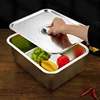 Thicken Stainless Steel Serving Tray with Lid Rectangle Metal Food Storage Plates Dish Cake Buffet Organizer Kitchen Container 2