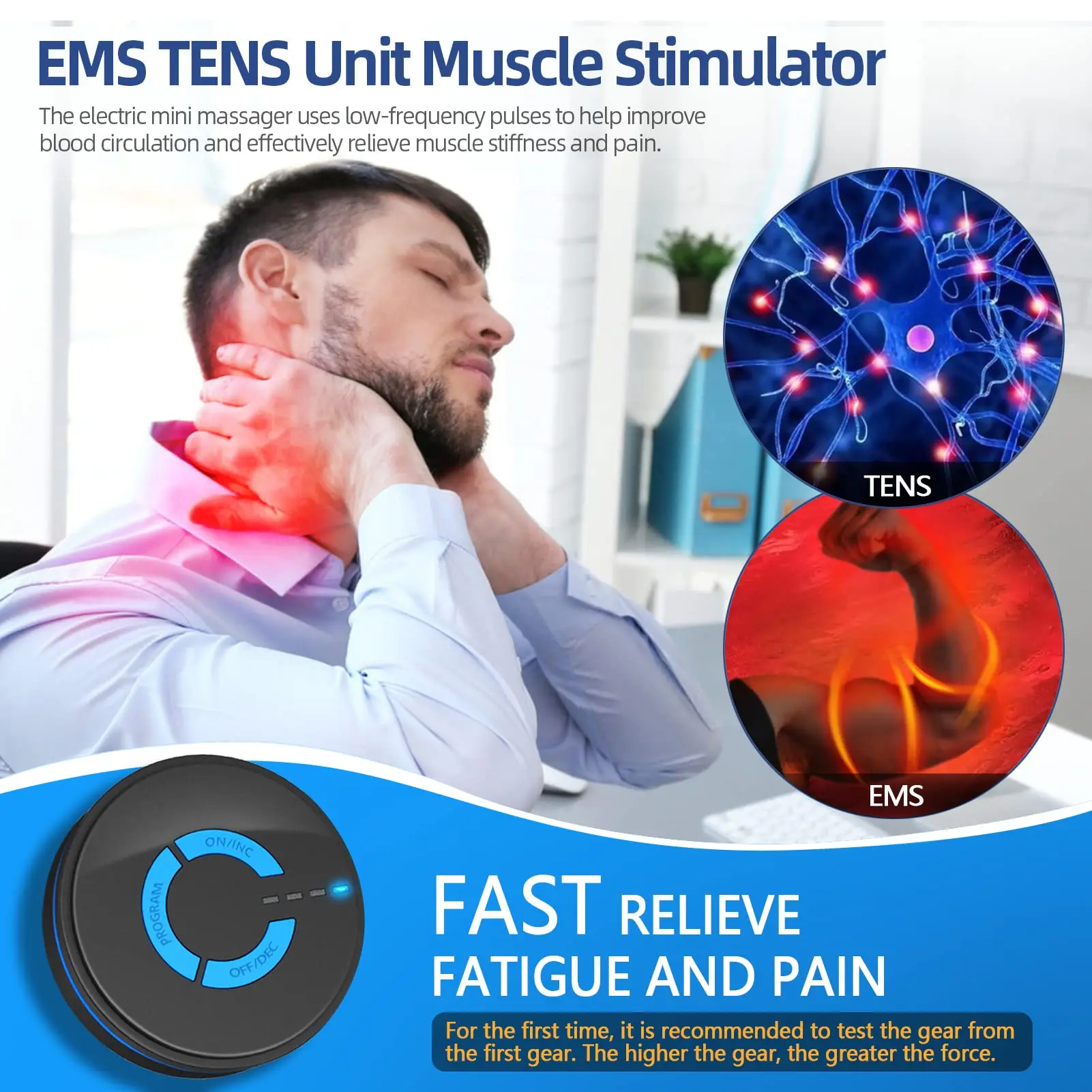 Tens Unit Muscle Stimulator FSA HSA Eligible Rechargeable Wireless Electric EMS Deep Tissue Machine Pain Relief Therapy for Back Shoulder Leg Neck