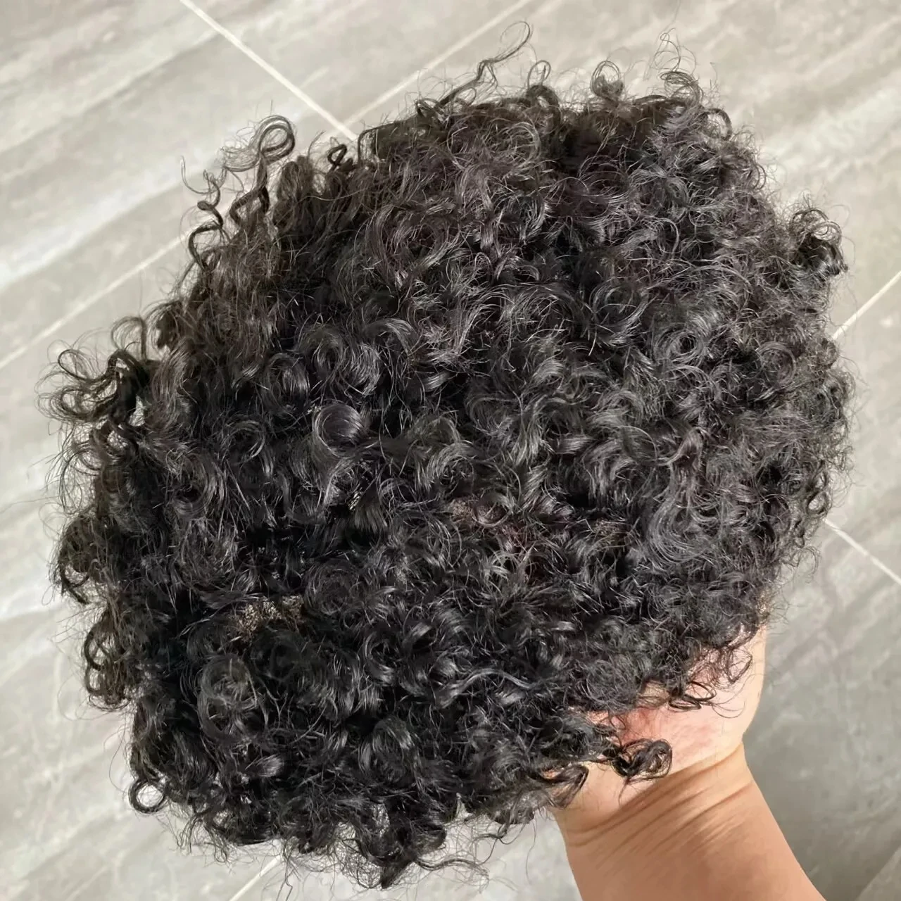 15MM Afro Curly Man Wigs Grey Black 1B20 1B65 100% Natural Human