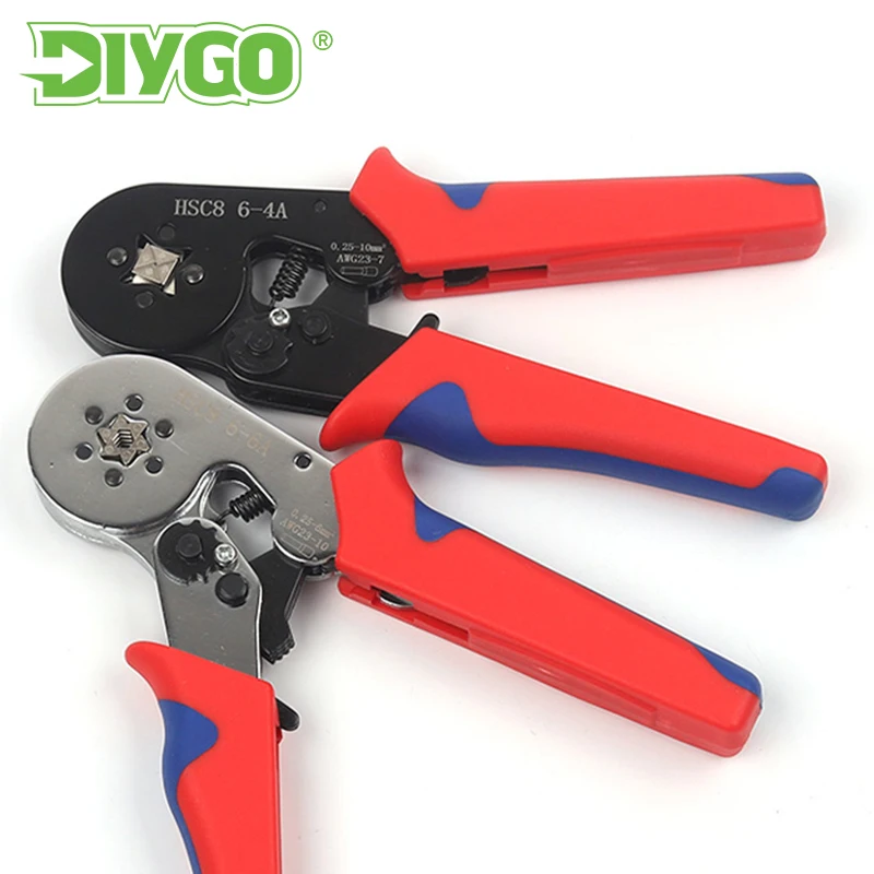 Tubular Terminal Crimping Tool Crimping Pliers HSC8 6-4A 0.25-10mm²/6-6A 0.25-6.0mm² Hand Tool Mini Wire Ferrule Fixture Kit