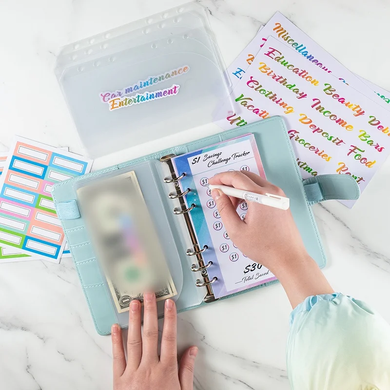 Envelope Savings Challenge A6 Loose-Leaf Binder Budget Binder With Cash Envelopes Money Organizer System