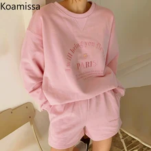 

Koamissa Embroidery Letters Women Tracksuit Solid Spring Woman Two Pieces Set Students Casual Losoe Sweet Suit Spring Fall 2022