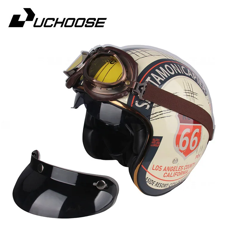 Casco de motocicleta Retro con certificación DOT, Casco de cara