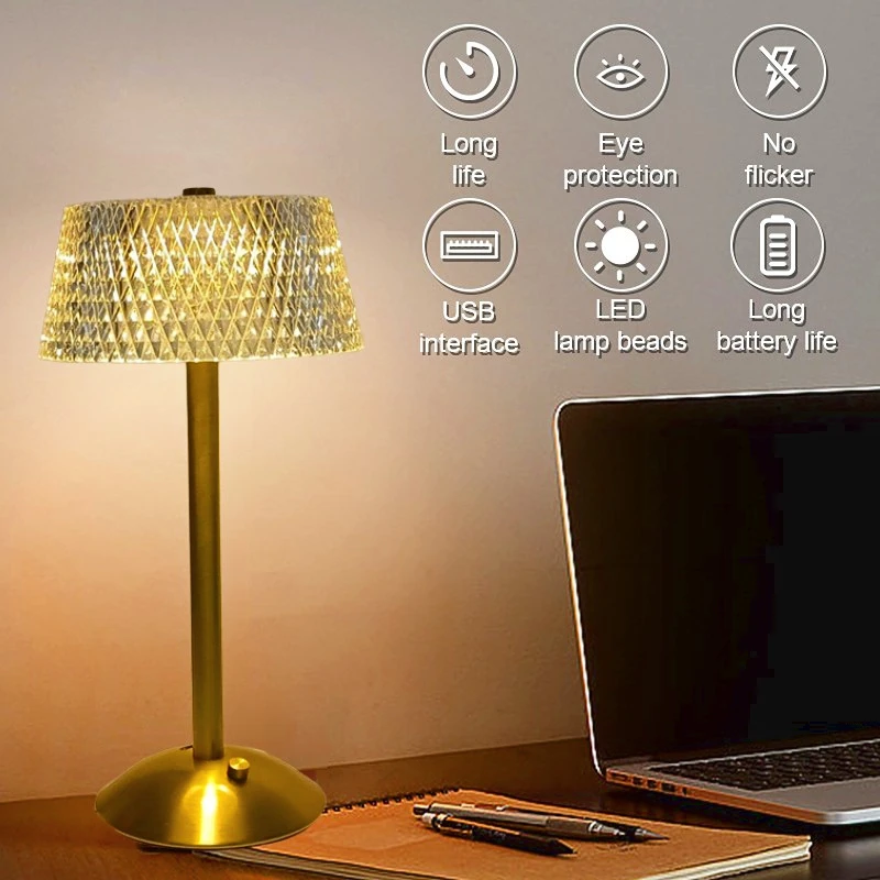 Lampada da tavolo a LED senza fili USB ricaricabile luce notturna Touch  Dimming lampada da scrivania caffè/Bar/Hotel/camera da letto Decor  Atmosphere Light