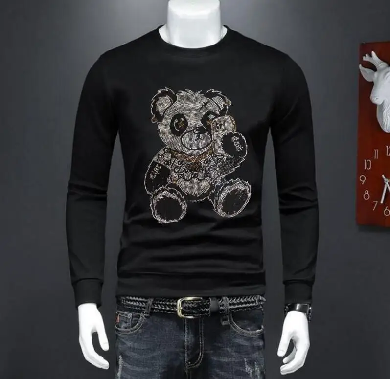 

Men Fashion Rhinestones long Sleeve Men Pullover sweater Hot Sale pullover Sweatshirts Casual Clothes plus size 4xl Customizat