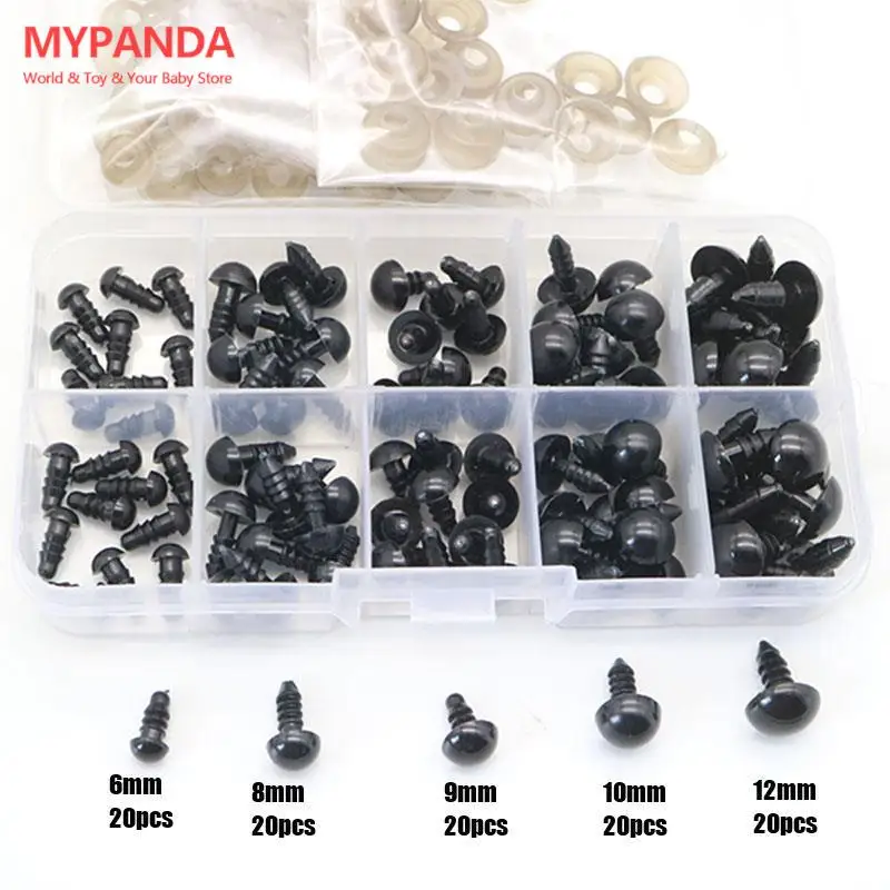 100pcs 10mm Eyeball Doll Accessories Black Plastic Plush Safety Eyes  Amigurumi For Toys 6mm 8mm 12mm DIY Funny Toy Eyes Animal