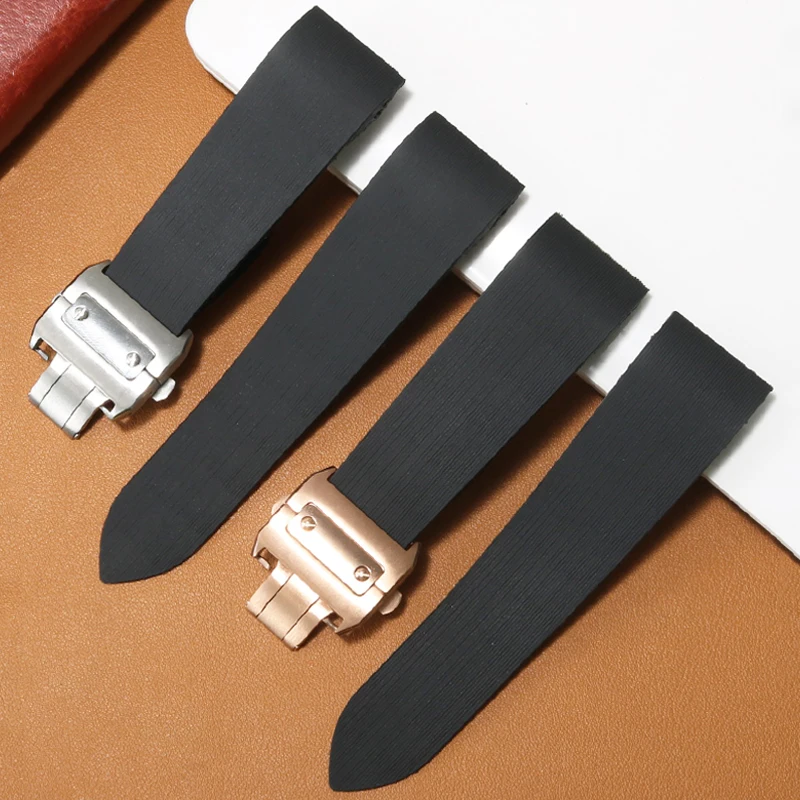 Rubber Watch Strap Substitute Sandos Santos 100 Santos Series Fat Straight interfcae Silicone Watch Strap 20/23/25mm
