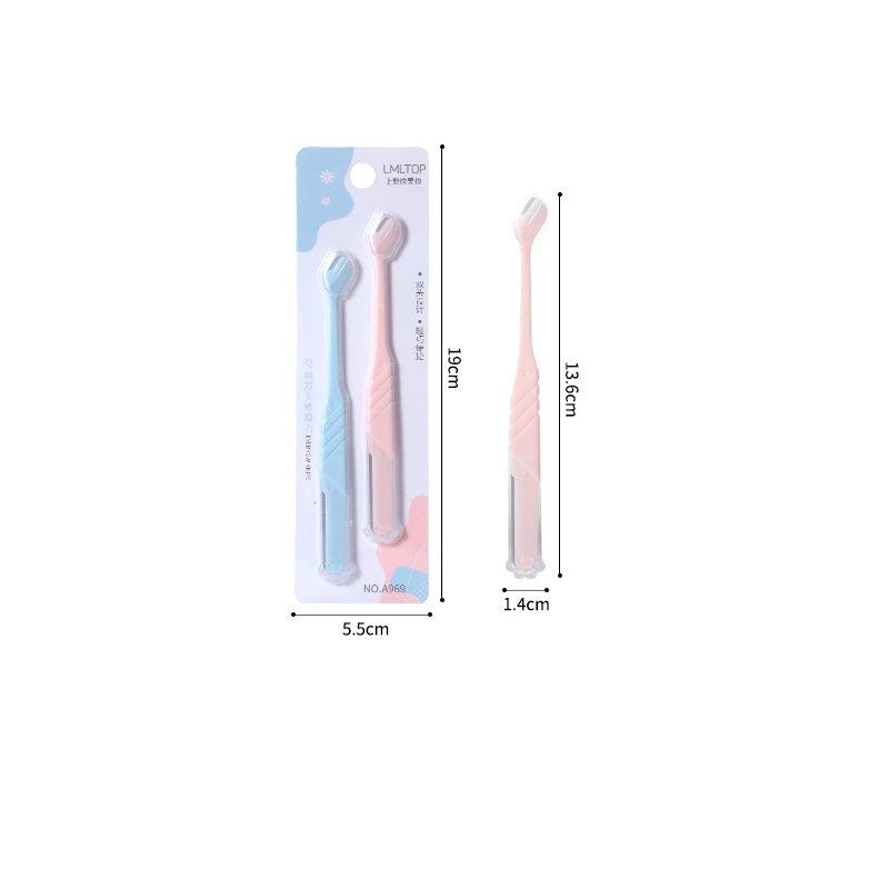 2Pcs/set Makeup Tools Eyebrow Trimmer Wide Narrow Mouth Big Small Blade Straight Angled Edge with Protective Cover for Veteran