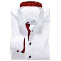 2025 FGKKS hommes chemise blanche flambant neuf à la mode Patchwork à manches longues élastique quatre saisons haute rue mâle robe chemise 1