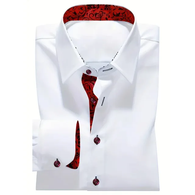 2025 FGKKS hommes chemise blanche flambant neuf à la mode Patchwork à manches longues élastique quatre saisons haute rue mâle robe chemise 1