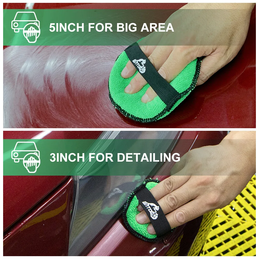 Microfiber Car Wax Applicator Pad 5Piece Belt Design for Easy Control to Apply Wax and Polish Foam Sponge 5inch