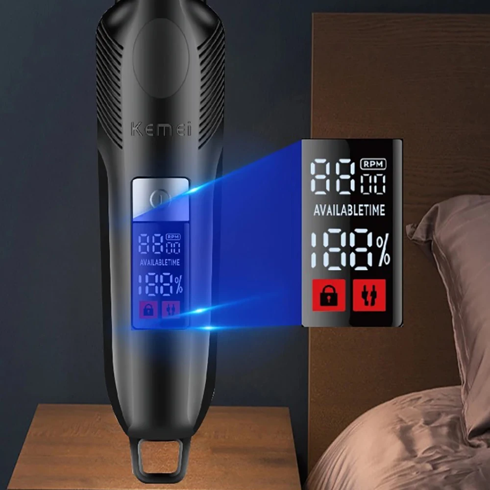 Kemei 2284 Zero Gapped Cordless Hair Trimmer Barber Professional Mens Hair Clippers Finish Haircut Machine Rechargeable Grooming 6