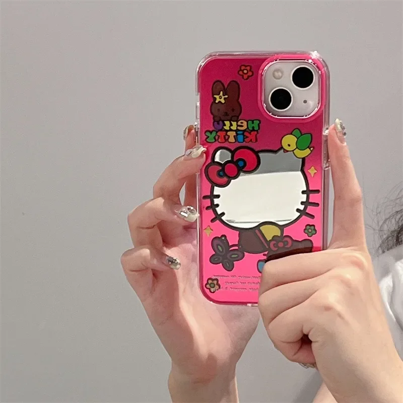 

IPhone14 Sanrio Kawaii HelloKitty Anime Cartoon Christmas Phone Case Anti Collision Accessorie Mirrors Girl Birthday Gift New