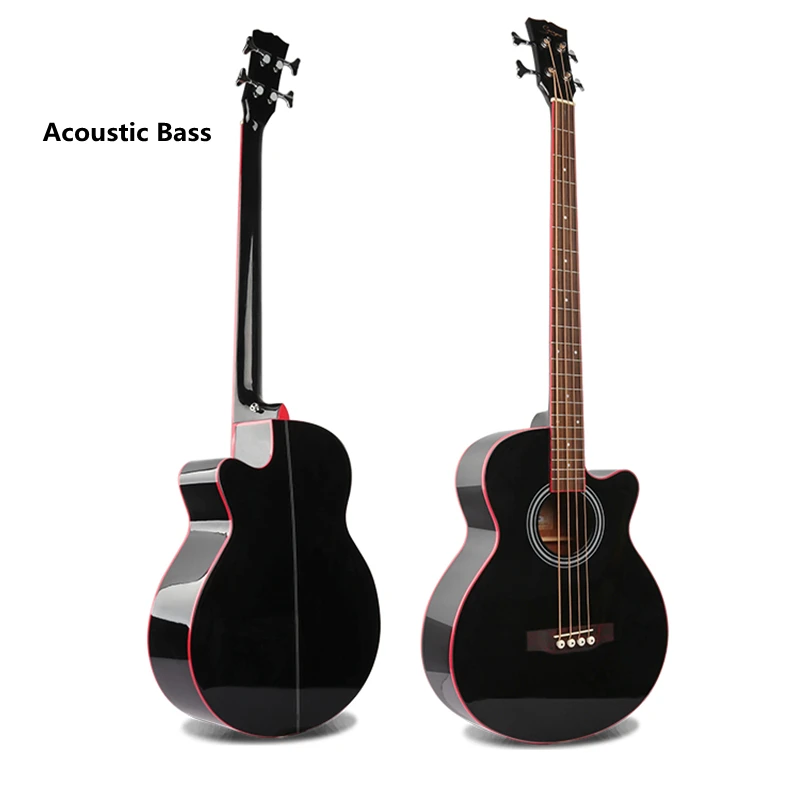 Acoustic Bass Guitar Black Spruce Mahogany Electric Steel-String Frets 22 Guitarra 4 Strings Cutaway Sapele High-gloss Wood