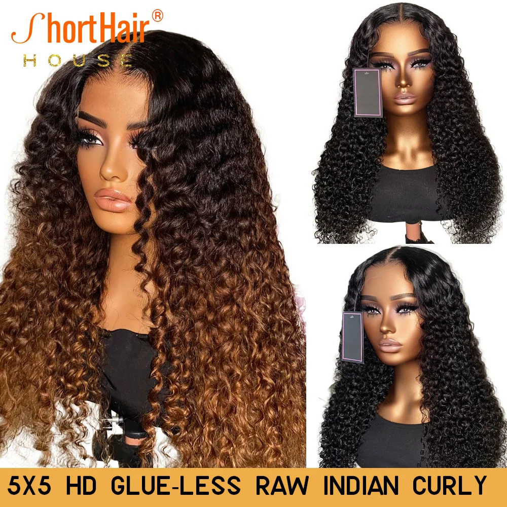 Glueless Human Hair Wigs Ombre Brown Wigs For Women Transparent HD 5X5 Lace Closure Wig Ready To Wear Double Drawn Wig Brazilian