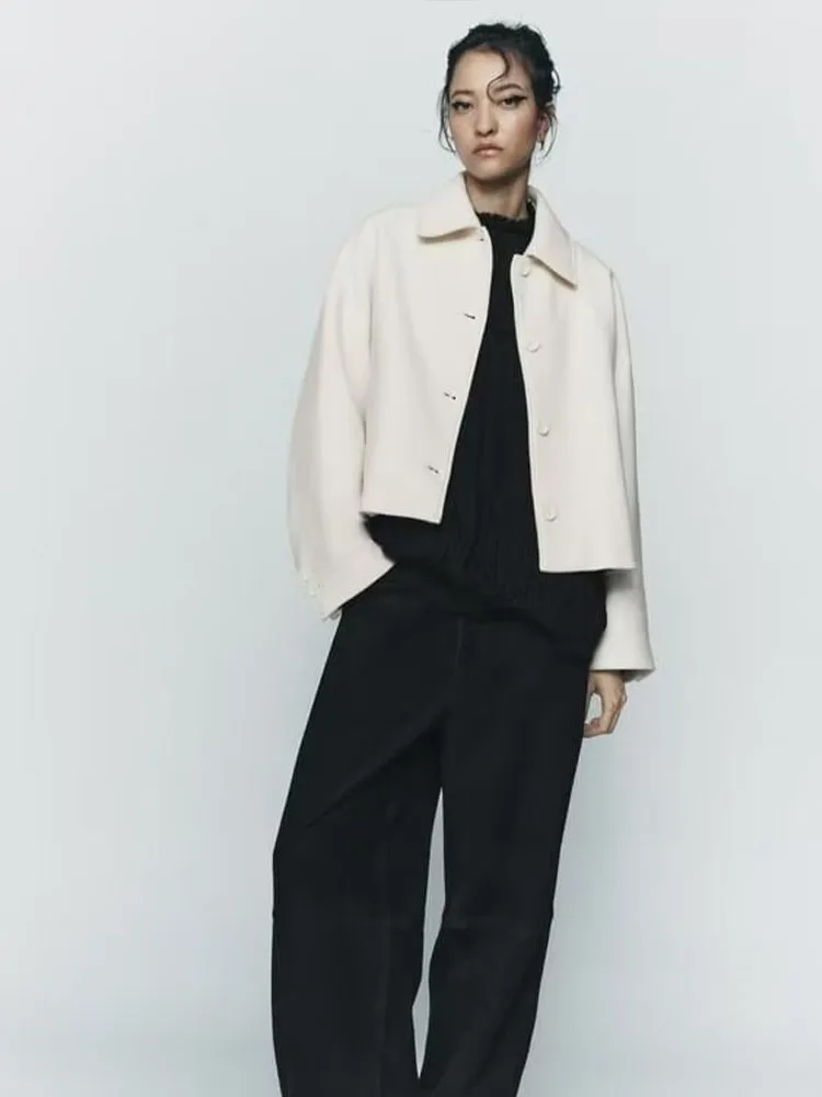 

2023 Winter New Women's Versatile and Elegant Cotton Wool Blended Short Coat