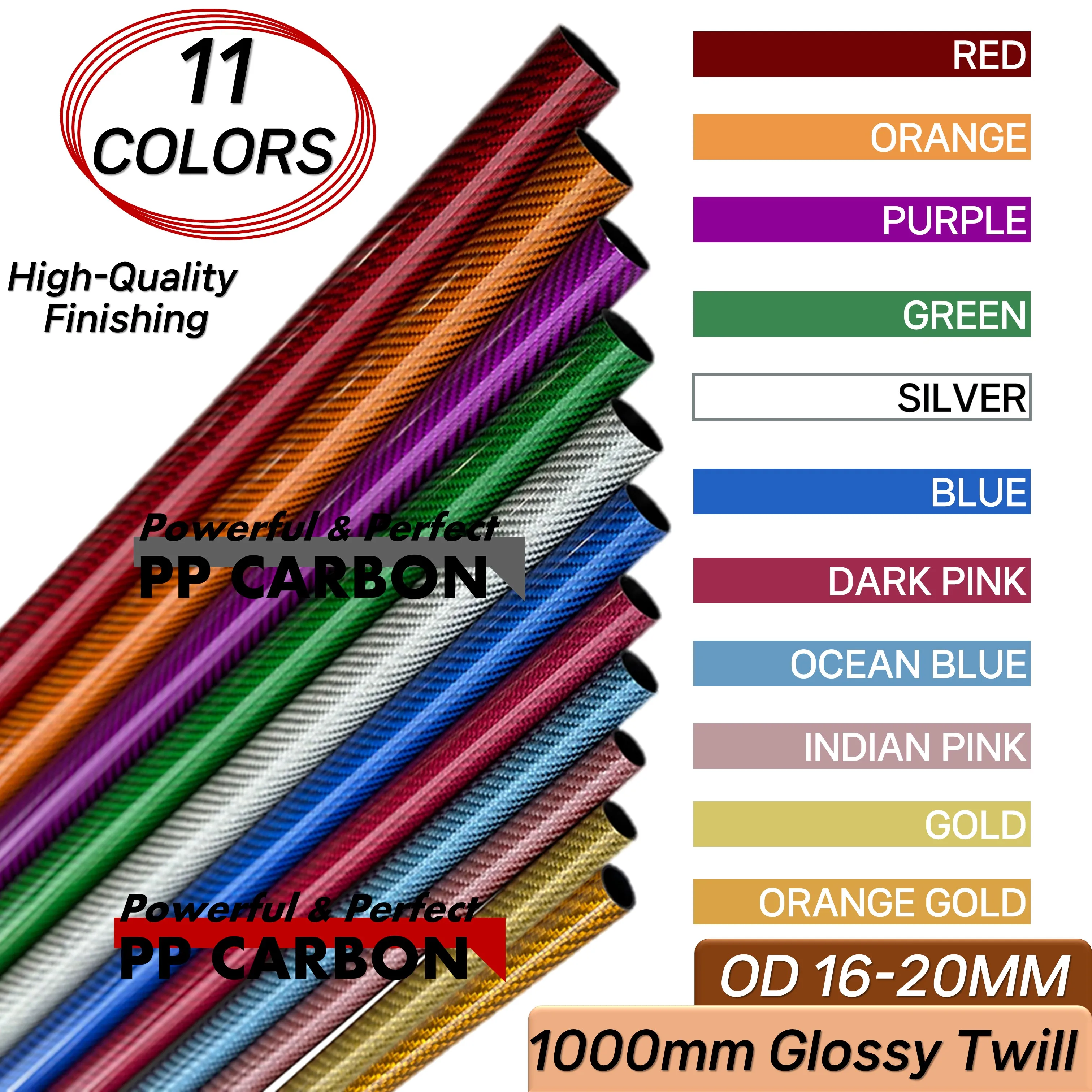 Od 1422mm 1000mm 3k Color True Carbon Fiber Tube For Rc Plane 3k