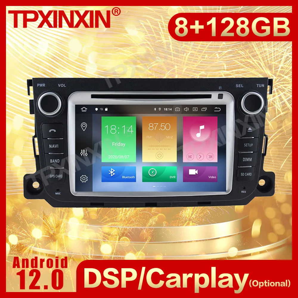 Ricevitore Radio Android 12 Stereo Stereo Multimediale Stereo Per Mercedes Benz Smart 2013 Gps Video Audio Player Bt Recorder Head Unit